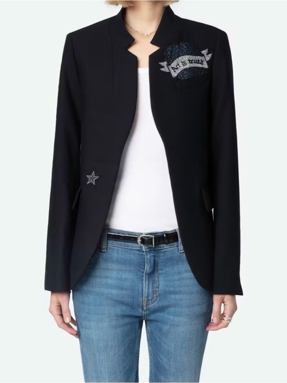 Zadig & Voltaire Black Open-Front Embellished Blazer